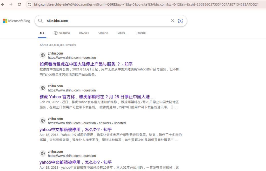 Bing Search Bug Exposed: Why Advanced Search Operators Are Failing in 2025 2 Bing Search Bug - chinese results