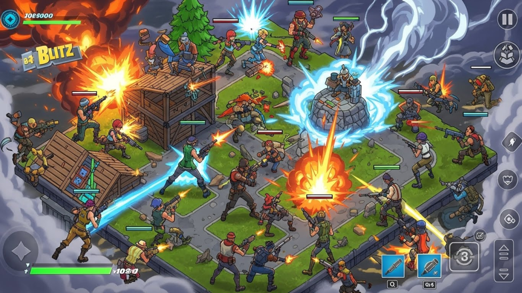 Dynamic illustration of Fortnite Blitz Royale mobile mode in action